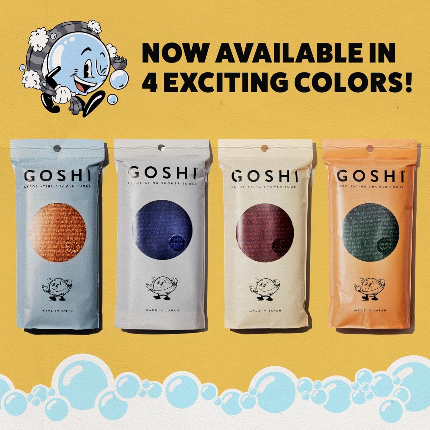 GOSHI® Exfoliating Shower Towel – Indigo Blue Washcloth Made in Japan