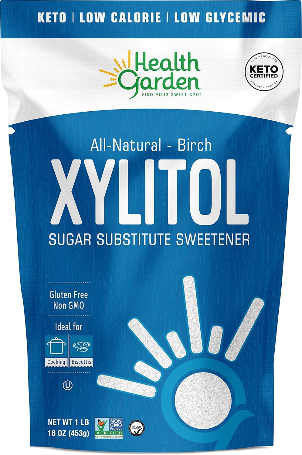 Health Garden® Xylitol Sweetener – Birch, All-Natural Sugar Alternative (1 lb)