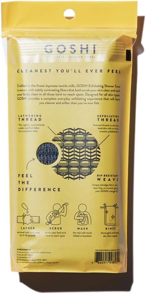 GOSHI® Exfoliating Shower Towel – Made in Japan for Smooth Clean Skin
