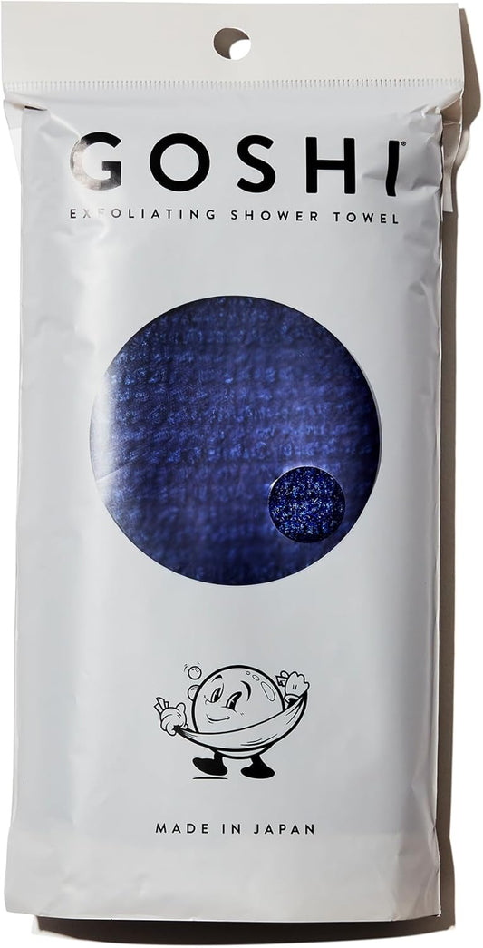 GOSHI® Exfoliating Shower Towel – Indigo Blue Washcloth Made in Japan