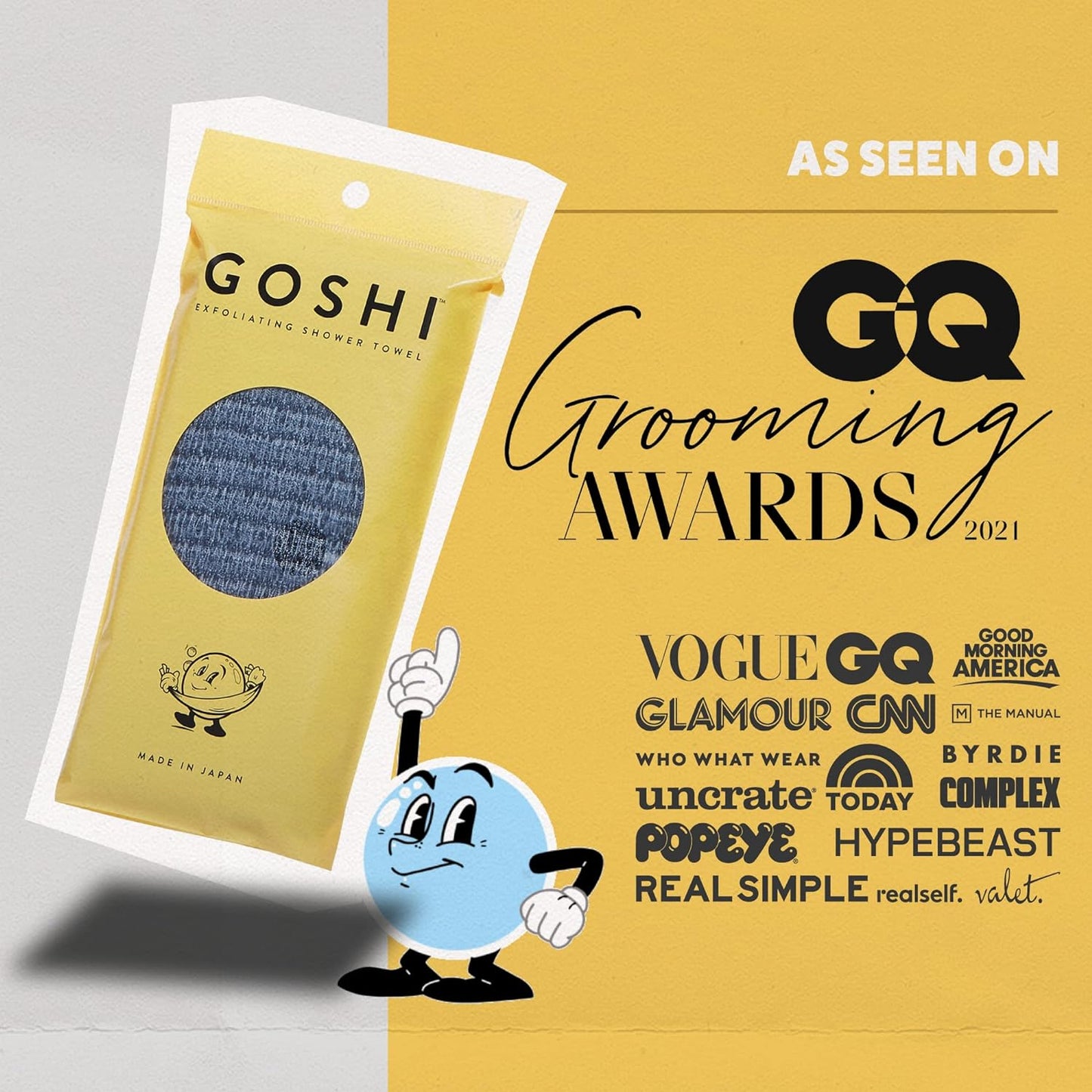 GOSHI® Exfoliating Shower Towel – Made in Japan for Smooth Clean Skin