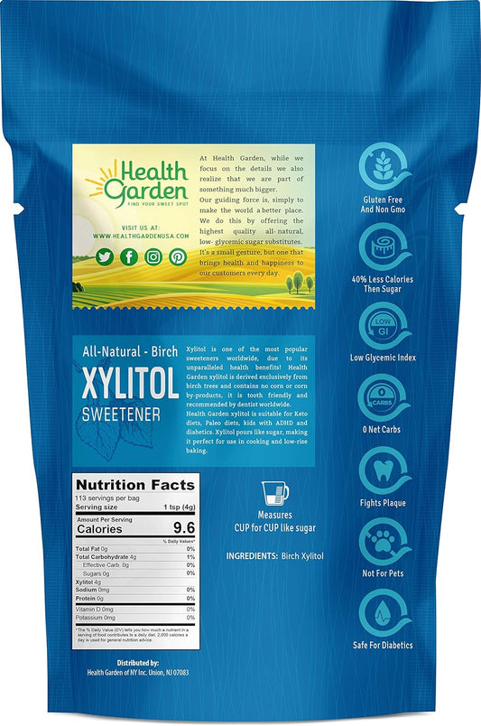 Health Garden® Xylitol Sweetener – Birch, All-Natural Sugar Alternative (1 lb)